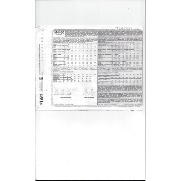 McCall's Sewing Pattern 4460 Misses Petite Dress Size 8-14 - Picture 2 of 2